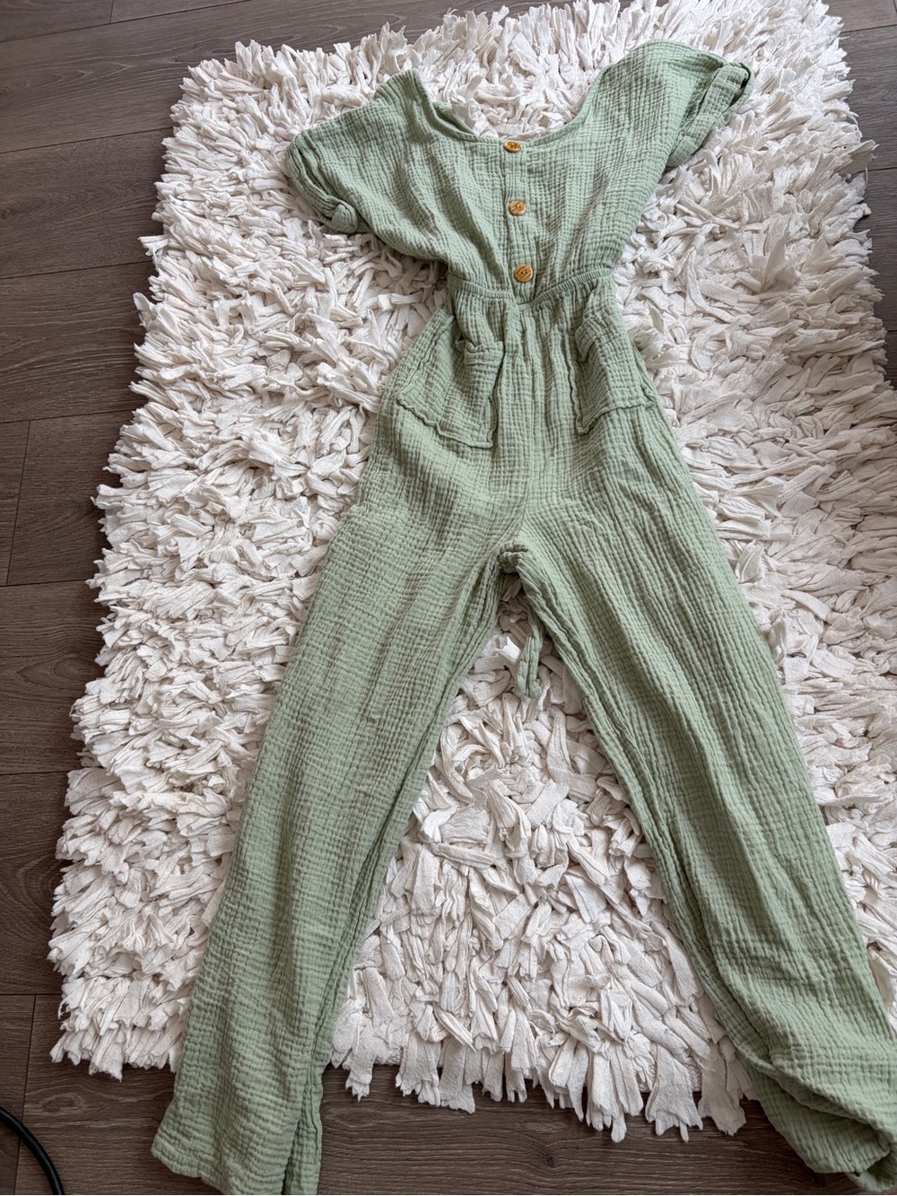 Sage Green Gauze Jumpsuit with Button Front